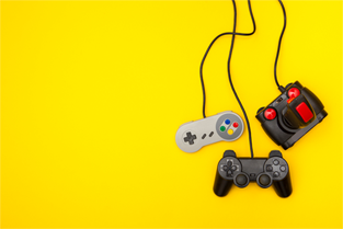 Controller on yellow background